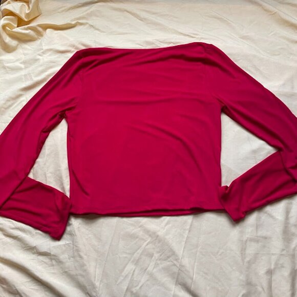 Live in the Moment | Long Sleeve Square Neck Top | Hot Pink | Size M - Picture 2 of 3